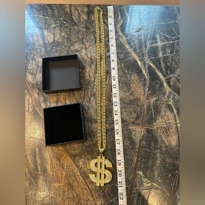 Gold Dollar Sign Pendant Necklace